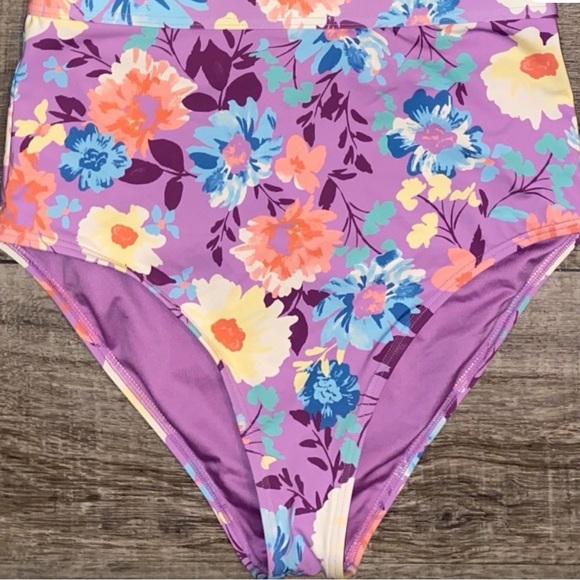 Billabong high waisted bikini. Set with Purple and Orange Accents - Picture 3 of 3